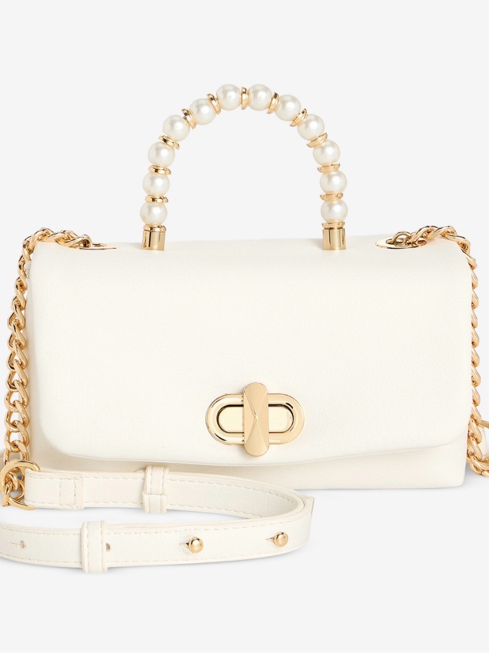 INC International Concepts Pearl Handle Crossbody Bag in Cream - Picture 3 of 4
